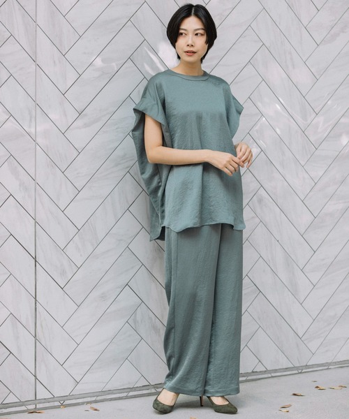 Munich（ミューニック）の「アンティークサテンフレンチスリーブトップス（シャツ/ブラウス・レディース・イエロー/ブラック/グレイッシュブルー・FREE）」の16枚目の写真