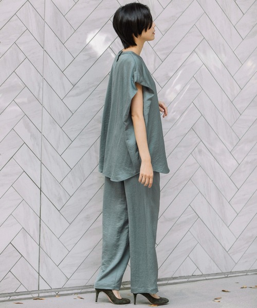 Munich（ミューニック）の「アンティークサテンフレンチスリーブトップス（シャツ/ブラウス・レディース・イエロー/ブラック/グレイッシュブルー・FREE）」の17枚目の写真