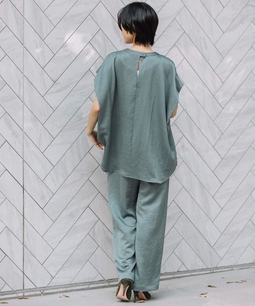 Munich（ミューニック）の「アンティークサテンフレンチスリーブトップス（シャツ/ブラウス・レディース・イエロー/ブラック/グレイッシュブルー・FREE）」の18枚目の写真