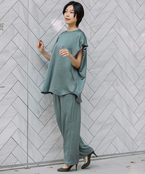 Munich（ミューニック）の「アンティークサテンフレンチスリーブトップス（シャツ/ブラウス・レディース・イエロー/ブラック/グレイッシュブルー・FREE）」の19枚目の写真