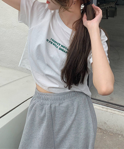 c.u.l（シーユーエル）の「ロゴプリント クロップド丈Tシャツ culw411（Tシャツ/カットソー・レディース・グレー/ホワイト・L/M/XL）」の17枚目の写真