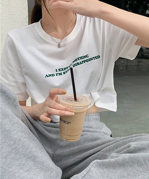 c.u.l（シーユーエル）の「ロゴプリント クロップド丈Tシャツ culw411（Tシャツ/カットソー・レディース・グレー/ホワイト・L/M/XL）」の14枚目の写真