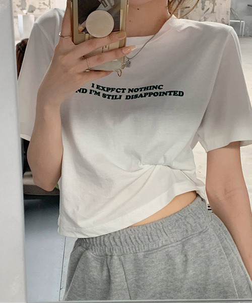 c.u.l（シーユーエル）の「ロゴプリント クロップド丈Tシャツ culw411（Tシャツ/カットソー・レディース・グレー/ホワイト・L/M/XL）」の3枚目の写真