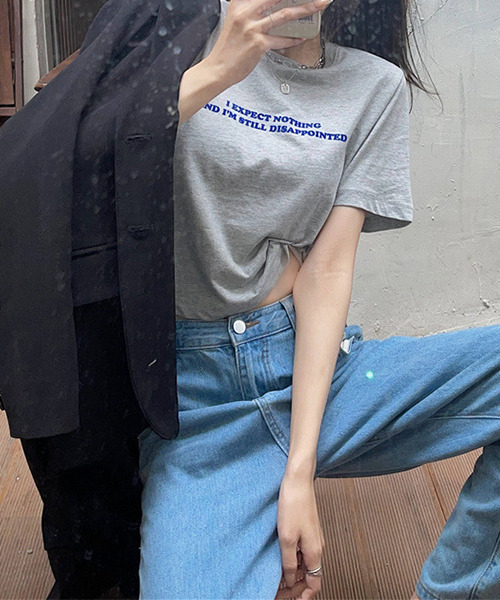 c.u.l（シーユーエル）の「ロゴプリント クロップド丈Tシャツ culw411（Tシャツ/カットソー・レディース・グレー/ホワイト・L/M/XL）」の4枚目の写真