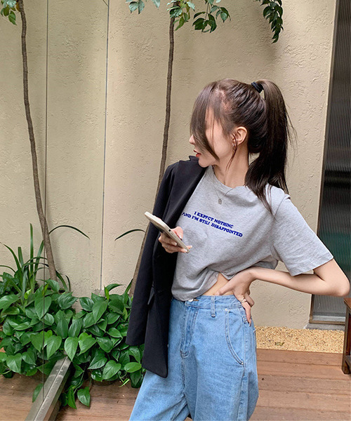 c.u.l（シーユーエル）の「ロゴプリント クロップド丈Tシャツ culw411（Tシャツ/カットソー・レディース・グレー/ホワイト・L/M/XL）」の10枚目の写真