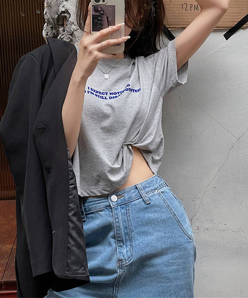 c.u.l（シーユーエル）の「ロゴプリント クロップド丈Tシャツ culw411（Tシャツ/カットソー・レディース・グレー/ホワイト・L/M/XL）」の19枚目の写真