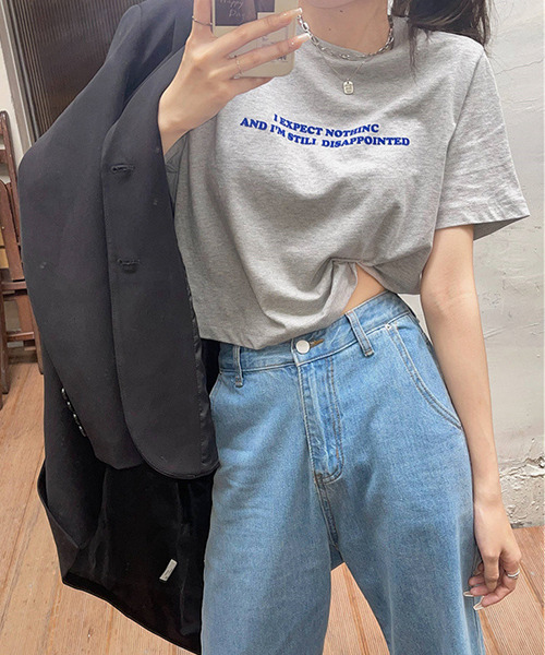 c.u.l（シーユーエル）の「ロゴプリント クロップド丈Tシャツ culw411（Tシャツ/カットソー・レディース・グレー/ホワイト・L/M/XL）」の16枚目の写真