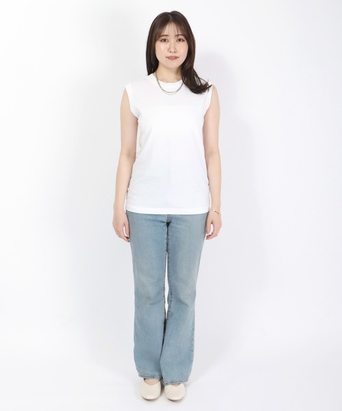 HANES(ヘインズ)の「Hanes(ヘインズ)Japan Fit for HER ノースリーブTシャツ レディース/2枚入りパックT(Tシャツ/カットソー・レディース・ホワイト×イエロー/ホワイト×ブラック/ホワイト×ピンク・M/L)」の9枚目の写真