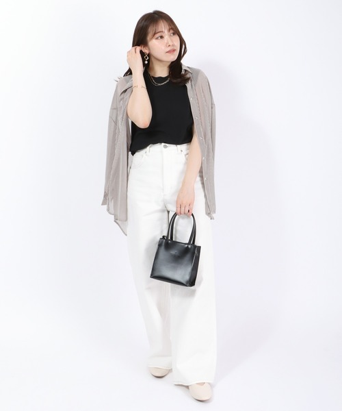 HANES(ヘインズ)の「Hanes(ヘインズ)Japan Fit for HER ノースリーブTシャツ レディース/2枚入りパックT(Tシャツ/カットソー・レディース・ホワイト×イエロー/ホワイト×ブラック/ホワイト×ピンク・M/L)」の15枚目の写真