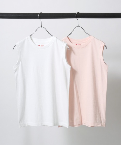 HANES(ヘインズ)の「Hanes(ヘインズ)Japan Fit for HER ノースリーブTシャツ レディース/2枚入りパックT(Tシャツ/カットソー・レディース・ホワイト×イエロー/ホワイト×ブラック/ホワイト×ピンク・M/L)」の20枚目の写真