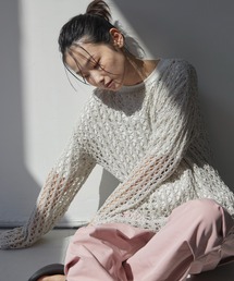 feepur | 【ハンドウォッシャブル】メッシュ編みルーズカラーニット(ニット/セーター)