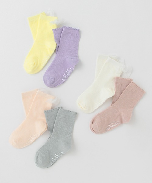 petit main（プティマイン）の「リボン/ジャガードソックス2P（ソックス/靴下・キッズ・アイボリー/クリーム/ライトピンク・M/S/SS/L）」の8枚目の写真