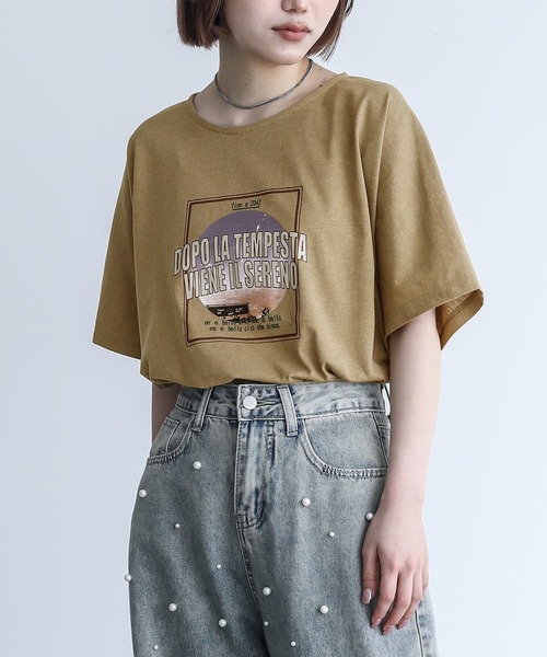 n'OrLABEL(ノアールレーベル)の「『ツアープリントリサイクルTシャツ』(Tシャツ/カットソー・レディース・チャコールグレー/ダークグリーン/ベージュ・FREE)」の16枚目の写真