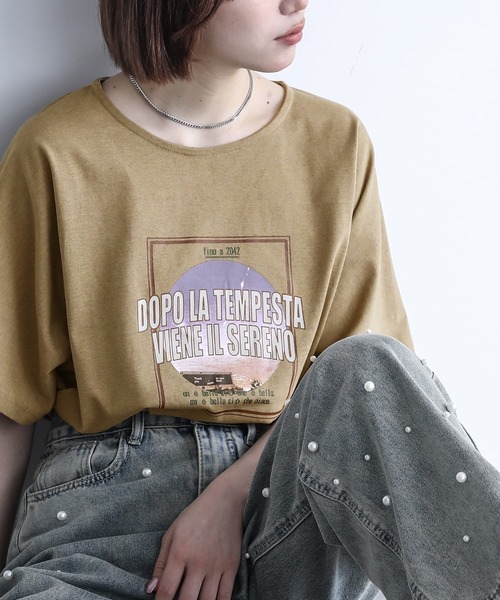 n'OrLABEL(ノアールレーベル)の「『ツアープリントリサイクルTシャツ』(Tシャツ/カットソー・レディース・チャコールグレー/ダークグリーン/ベージュ・FREE)」の19枚目の写真
