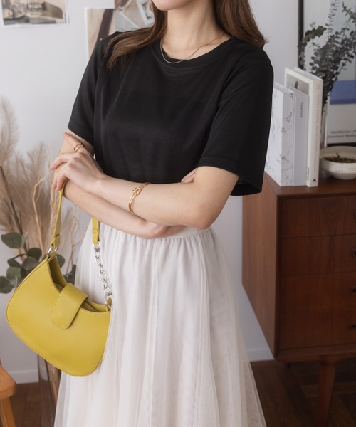 Ada.(エイダ)の「夏の抜け感アイテム シアーラメ Tシャツ(Tシャツ/カットソー・レディース・ホワイト/ブラック/ピンク・M/L)」の5枚目の写真