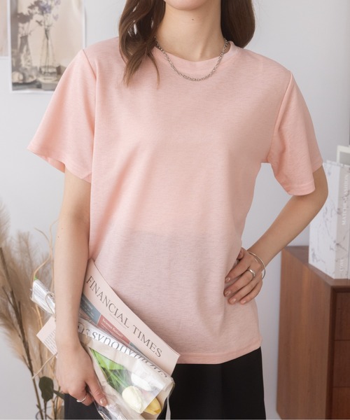 Ada.(エイダ)の「夏の抜け感アイテム シアーラメ Tシャツ(Tシャツ/カットソー・レディース・ホワイト/ブラック/ピンク・M/L)」の10枚目の写真