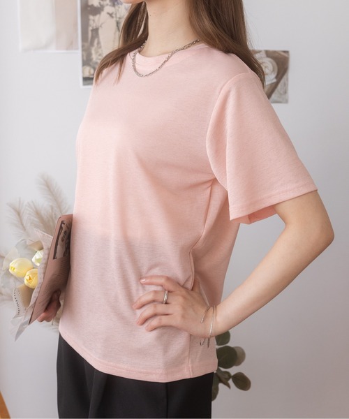 Ada.(エイダ)の「夏の抜け感アイテム シアーラメ Tシャツ(Tシャツ/カットソー・レディース・ホワイト/ブラック/ピンク・M/L)」の11枚目の写真