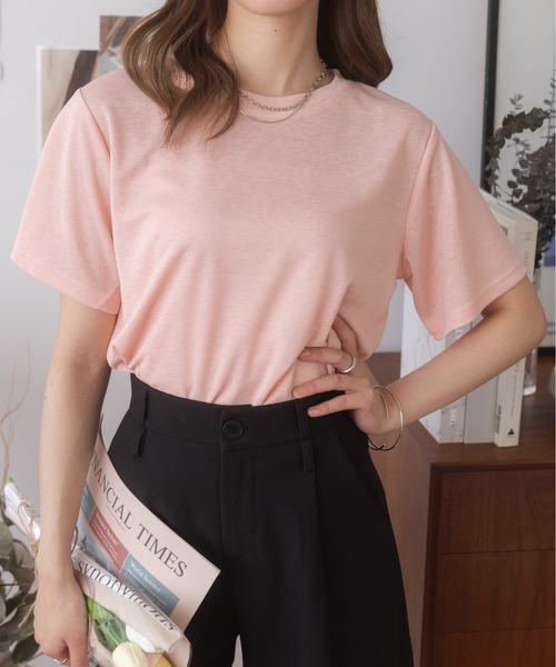 Ada.(エイダ)の「夏の抜け感アイテム シアーラメ Tシャツ(Tシャツ/カットソー・レディース・ホワイト/ブラック/ピンク・M/L)」の15枚目の写真