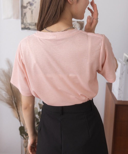 Ada.(エイダ)の「夏の抜け感アイテム シアーラメ Tシャツ(Tシャツ/カットソー・レディース・ホワイト/ブラック/ピンク・M/L)」の14枚目の写真