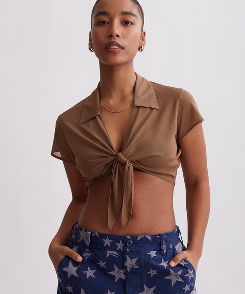 Saturdays NYC(サタデーズ ニューヨークシティ )の「Jillian Tie Front Top(その他トップス・レディース・ミント/ブラウン系その他2・M/S)」の1枚目の写真