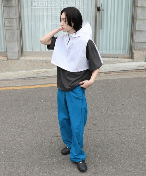 FOLLOWIN（フォロウィン）の「[UNISEX] ナイロンサイドバルーンパンツ（スウェットパンツ・レディース・ブラック/ブルー/ライトグレー/ピンク・FREE）」の6枚目の写真