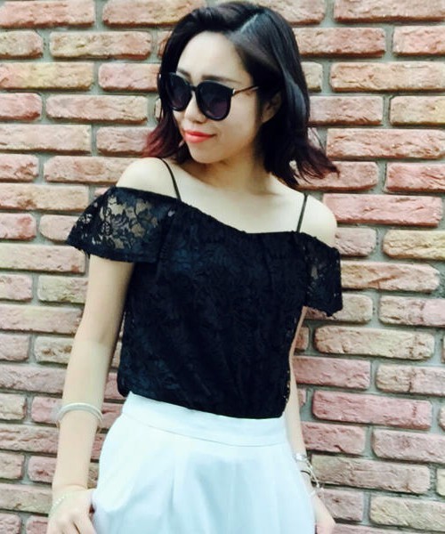 EGOIST（エゴイスト）の「フレアレーストップス（Tシャツ/カットソー・レディース・ホワイト/ブラック/ベージュ・FREE）」の15枚目の写真