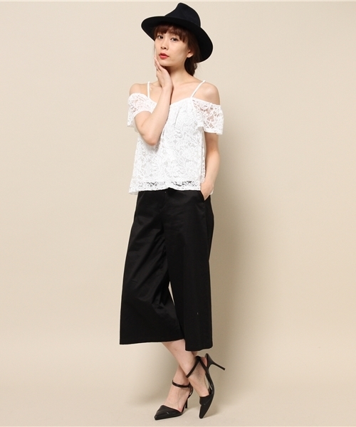 EGOIST（エゴイスト）の「フレアレーストップス（Tシャツ/カットソー・レディース・ホワイト/ブラック/ベージュ・FREE）」の7枚目の写真