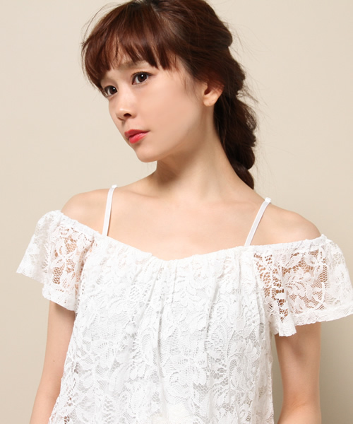 EGOIST（エゴイスト）の「フレアレーストップス（Tシャツ/カットソー・レディース・ホワイト/ブラック/ベージュ・FREE）」の8枚目の写真