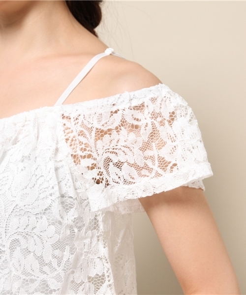 EGOIST（エゴイスト）の「フレアレーストップス（Tシャツ/カットソー・レディース・ホワイト/ブラック/ベージュ・FREE）」の9枚目の写真