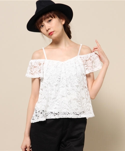 EGOIST（エゴイスト）の「フレアレーストップス（Tシャツ/カットソー・レディース・ホワイト/ブラック/ベージュ・FREE）」の14枚目の写真