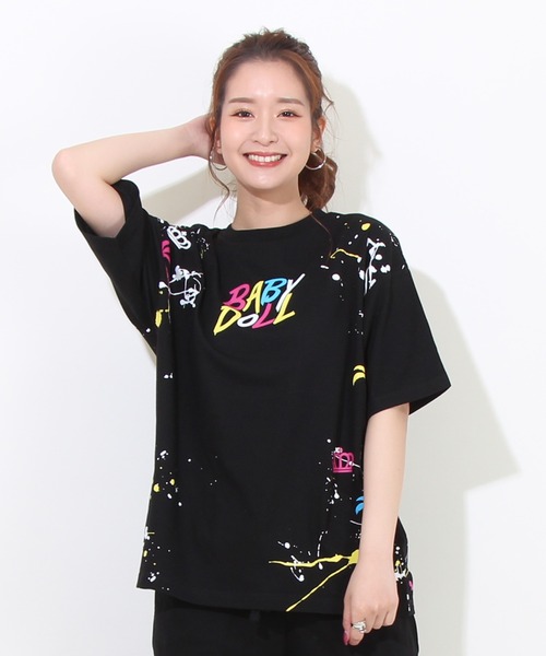 BABYDOLL(ベビードール)の「親子お揃い SUMMER ペイントTシャツ 8393A (ボトム別売り)(Tシャツ/カットソー・レディース・ターコイズブルー/ブラック・M/XL/S/L)」の2枚目の写真