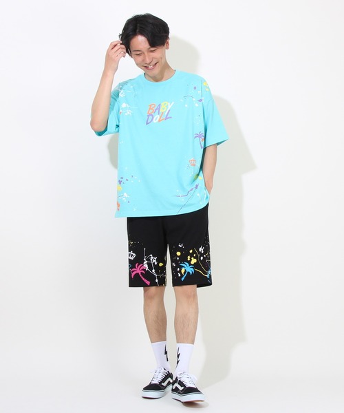 BABYDOLL(ベビードール)の「親子お揃い SUMMER ペイントTシャツ 8393A (ボトム別売り)(Tシャツ/カットソー・レディース・ターコイズブルー/ブラック・M/XL/S/L)」の12枚目の写真