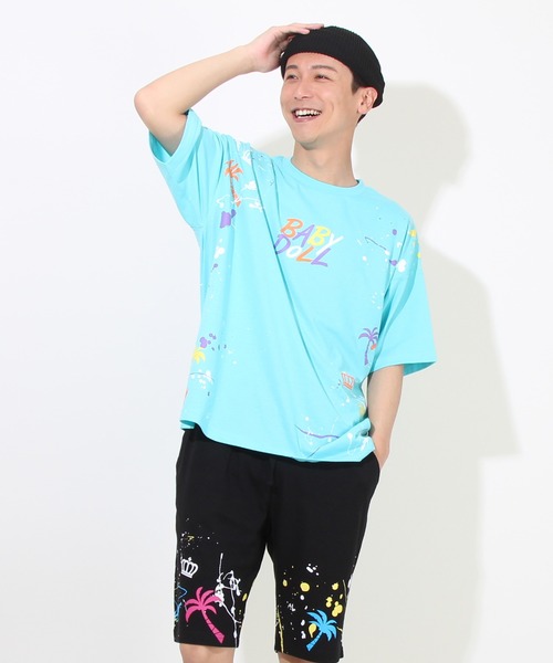 BABYDOLL(ベビードール)の「親子お揃い SUMMER ペイントTシャツ 8393A (ボトム別売り)(Tシャツ/カットソー・レディース・ターコイズブルー/ブラック・M/XL/S/L)」の14枚目の写真