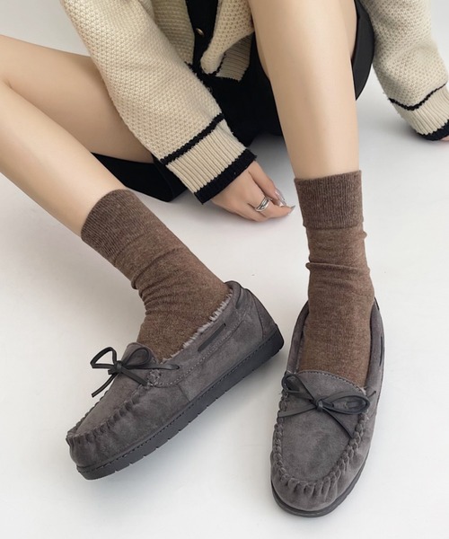 Shoes in Closet（シューズインクローゼット）の「【24AW新色入荷モカ】軽量 厚めソール デイリー リボン モカシン 7641（モカシン/デッキシューズ・レディース・キャメル/グレー/ブラック/ブラウン系・L/LL/S/M）」の20枚目の写真