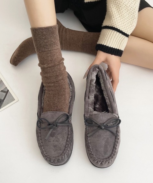 Shoes in Closet（シューズインクローゼット）の「【24AW新色入荷モカ】軽量 厚めソール デイリー リボン モカシン 7641（モカシン/デッキシューズ・レディース・キャメル/グレー/ブラック/ブラウン系・L/LL/S/M）」の22枚目の写真