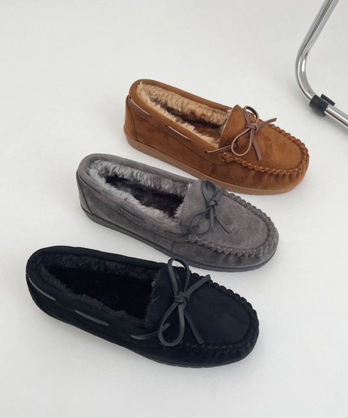 Shoes in Closet（シューズインクローゼット）の「【24AW新色入荷モカ】軽量 厚めソール デイリー リボン モカシン 7641（モカシン/デッキシューズ・レディース・キャメル/グレー/ブラック/ブラウン系・L/LL/S/M）」の7枚目の写真