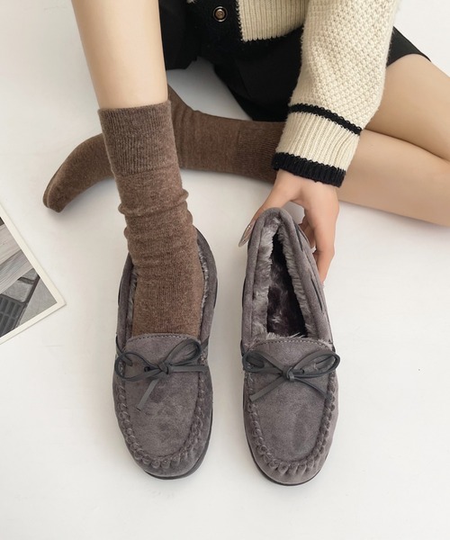 Shoes in Closet（シューズインクローゼット）の「【24AW新色入荷モカ】軽量 厚めソール デイリー リボン モカシン 7641（モカシン/デッキシューズ・レディース・キャメル/グレー/ブラック/ブラウン系・L/LL/S/M）」の21枚目の写真