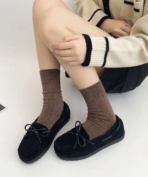 Shoes in Closet（シューズインクローゼット）の「【24AW新色入荷モカ】軽量 厚めソール デイリー リボン モカシン 7641（モカシン/デッキシューズ・レディース・キャメル/グレー/ブラック/ブラウン系・L/LL/S/M）」の14枚目の写真