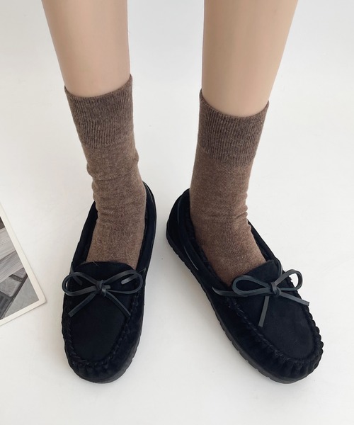 Shoes in Closet（シューズインクローゼット）の「【24AW新色入荷モカ】軽量 厚めソール デイリー リボン モカシン 7641（モカシン/デッキシューズ・レディース・キャメル/グレー/ブラック/ブラウン系・L/LL/S/M）」の17枚目の写真