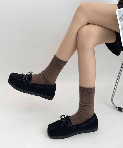 Shoes in Closet（シューズインクローゼット）の「【24AW新色入荷モカ】軽量 厚めソール デイリー リボン モカシン 7641（モカシン/デッキシューズ・レディース・キャメル/グレー/ブラック/ブラウン系・L/LL/S/M）」の16枚目の写真