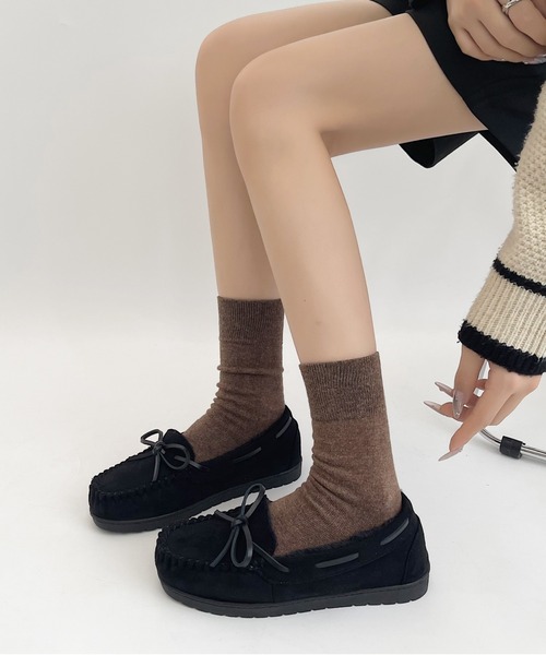 Shoes in Closet（シューズインクローゼット）の「【24AW新色入荷モカ】軽量 厚めソール デイリー リボン モカシン 7641（モカシン/デッキシューズ・レディース・キャメル/グレー/ブラック/ブラウン系・L/LL/S/M）」の15枚目の写真