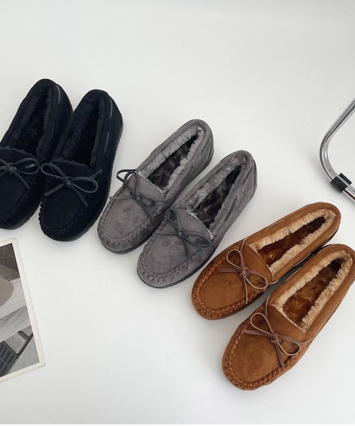 Shoes in Closet（シューズインクローゼット）の「【24AW新色入荷モカ】軽量 厚めソール デイリー リボン モカシン 7641（モカシン/デッキシューズ・レディース・キャメル/グレー/ブラック/ブラウン系・L/LL/S/M）」の8枚目の写真