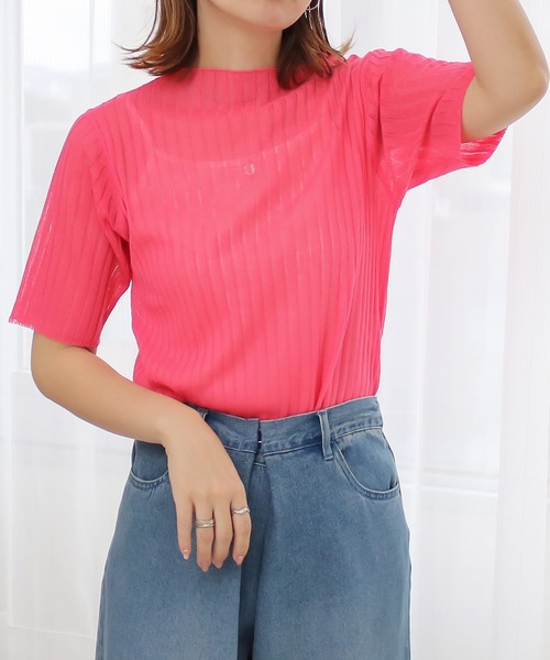 Social GIRL(ソーシャルガール)の「サマーニットシアーリブトップス(ニット/セーター・レディース・オフホワイト/ピンク/イエロー/ブルー・M)」の22枚目の写真