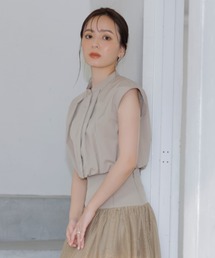 美品✨23ss anuans クロップドバルーンブラウス シャツ　ブラック アニュアンス anuans クロップドバルーンブラウス （BLACK） -靴