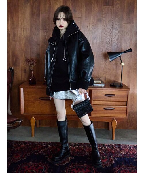 EVRIS（エヴリス）の「バックルデザインラップミニスカート（スカート・レディース・ブラック/シルバー・SMALL/MEDIUM）」の3枚目の写真