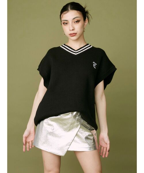 EVRIS（エヴリス）の「バックルデザインラップミニスカート（スカート・レディース・ブラック/シルバー・SMALL/MEDIUM）」の8枚目の写真