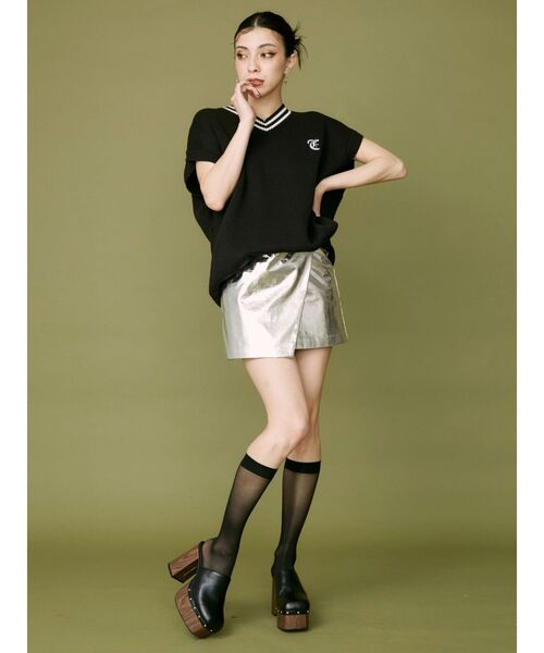 EVRIS（エヴリス）の「バックルデザインラップミニスカート（スカート・レディース・ブラック/シルバー・SMALL/MEDIUM）」の9枚目の写真