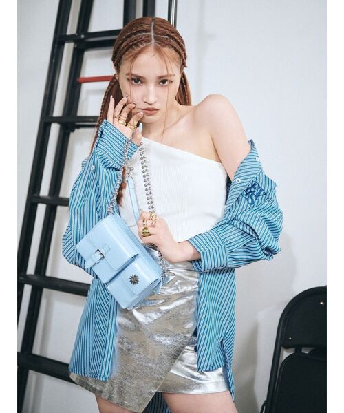 EVRIS（エヴリス）の「バックルデザインラップミニスカート（スカート・レディース・ブラック/シルバー・SMALL/MEDIUM）」の10枚目の写真