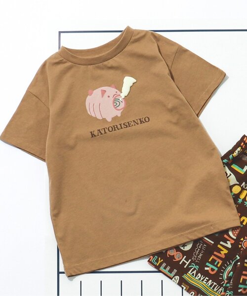 BREEZE（ブリーズ）の「【10色展開/プチプラ】サマーバケーションTシャツ（Tシャツ/カットソー・キッズ・レインボー/オフホワイト/グリーン/ライム/チャコール/オレンジ/イエロー/ベージュ/ピンク/ターコイズブルー・110/80/100/90/140/120/130）」の4枚目の写真