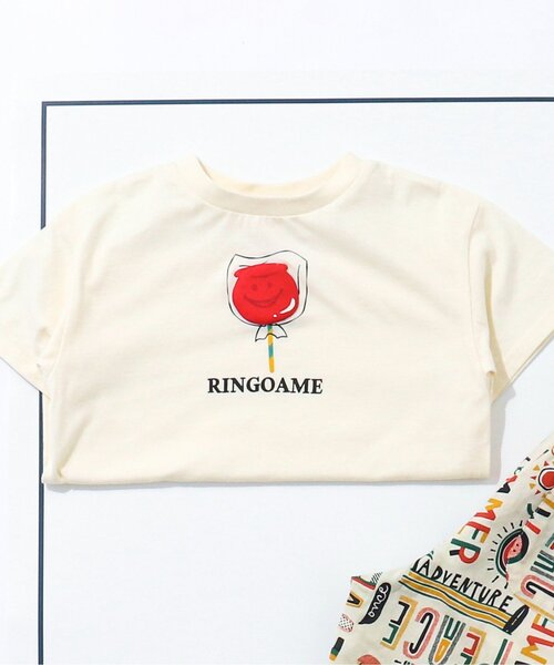 BREEZE（ブリーズ）の「【10色展開/プチプラ】サマーバケーションTシャツ（Tシャツ/カットソー・キッズ・レインボー/オフホワイト/グリーン/ライム/チャコール/オレンジ/イエロー/ベージュ/ピンク/ターコイズブルー・110/80/100/90/140/120/130）」の2枚目の写真